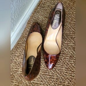 Cole Haan Tortoise Shell Print Brown Patent Leather Pumps